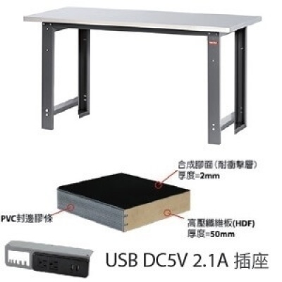 中型工作桌5尺W150xD75xH80cm，耐衝擊合成膠面